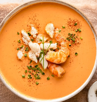 Bisque d’homard met room en bieslookolie