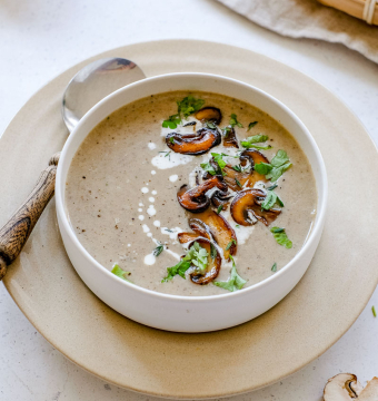 Velouté van boschampignons met croutons